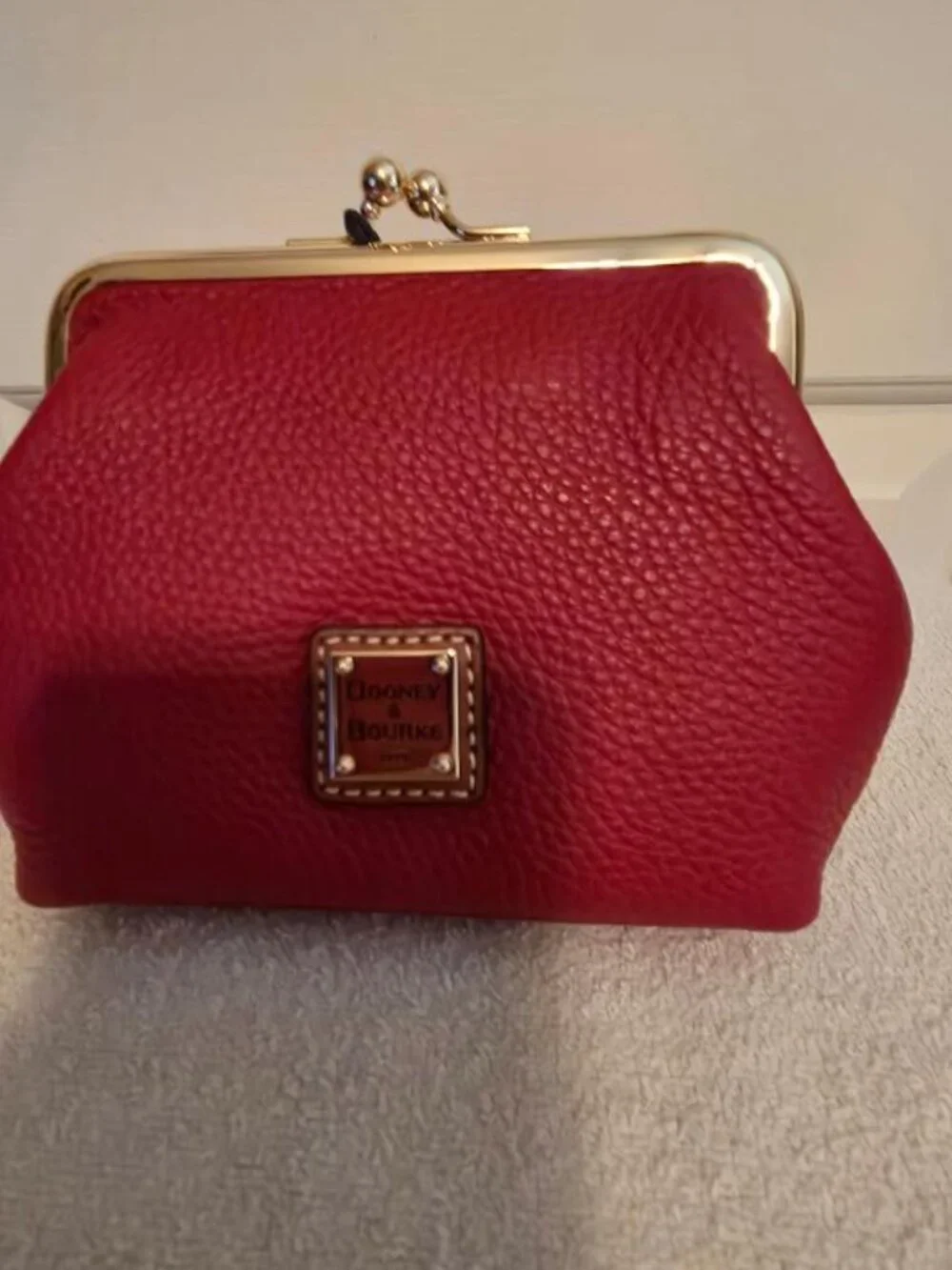 Dooney & Bourke Red Leather Kiss-Lock Coin Purse